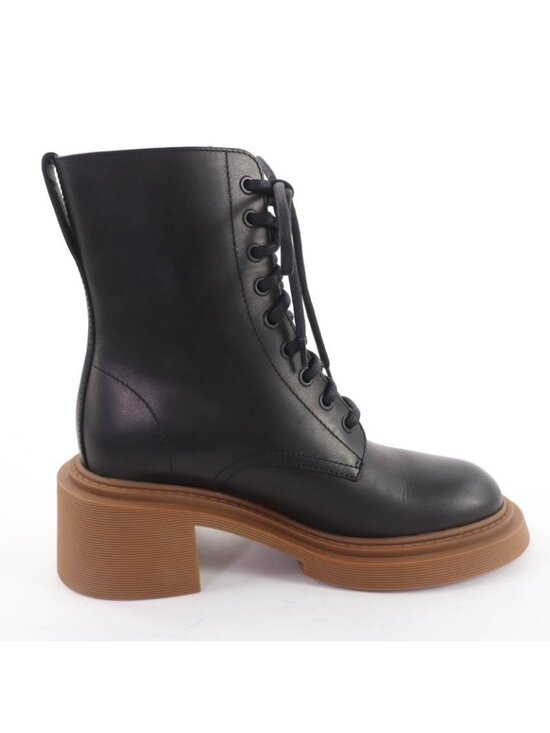 Loewe Log Lace Up Leather Boots Short Black 37 - Picture 6 of 10